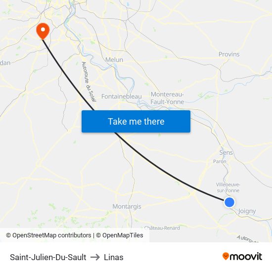 Saint-Julien-Du-Sault to Linas map