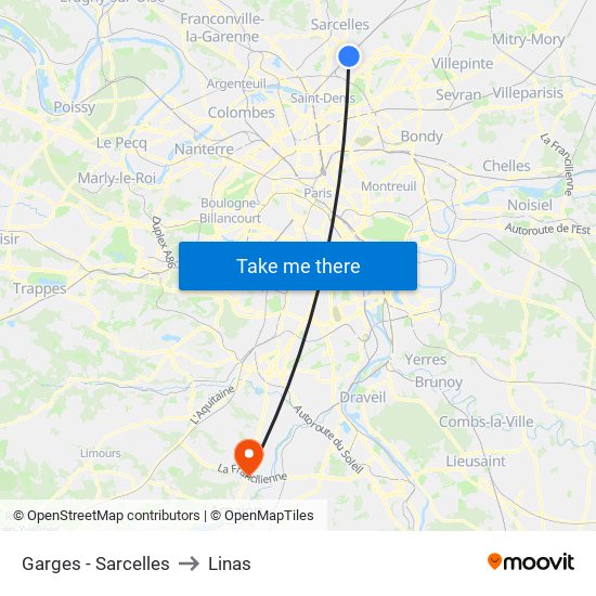 Garges - Sarcelles to Linas map