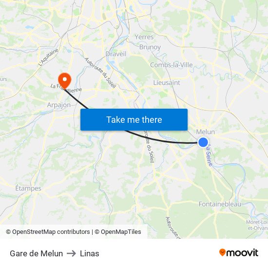 Gare de Melun to Linas map