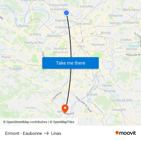 Ermont - Eaubonne to Linas map