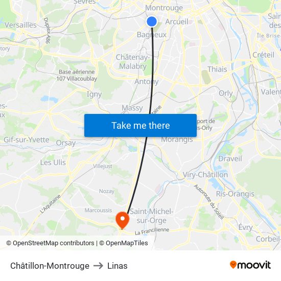 Châtillon-Montrouge to Linas map