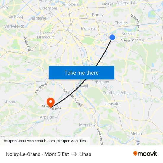 Noisy-Le-Grand - Mont D'Est to Linas map
