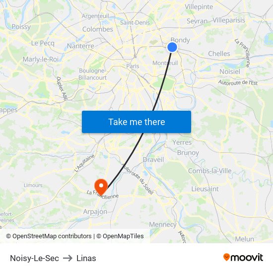 Noisy-Le-Sec to Linas map