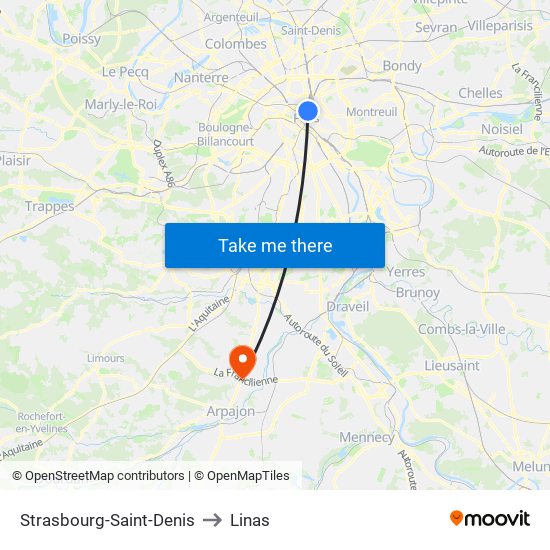 Strasbourg-Saint-Denis to Linas map