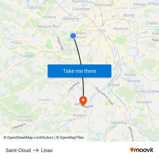 Saint-Cloud to Linas map
