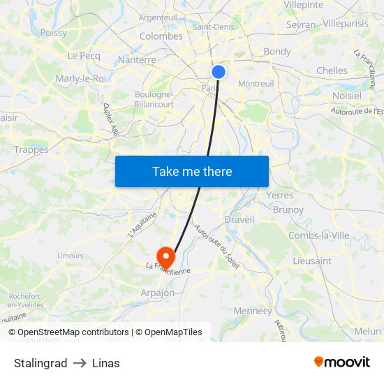 Stalingrad to Linas map