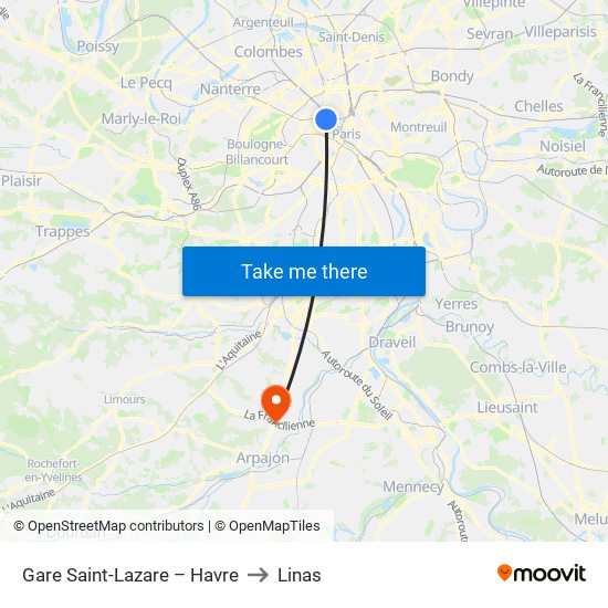 Gare Saint-Lazare – Havre to Linas map