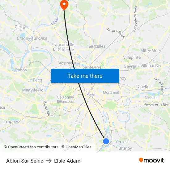 Ablon-Sur-Seine to L'Isle-Adam map