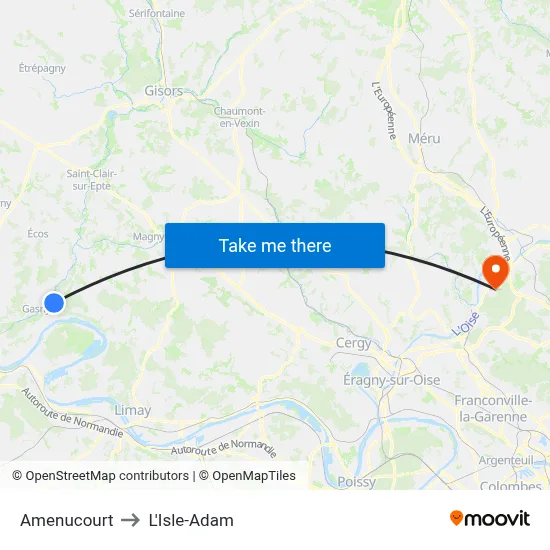 Amenucourt to L'Isle-Adam map