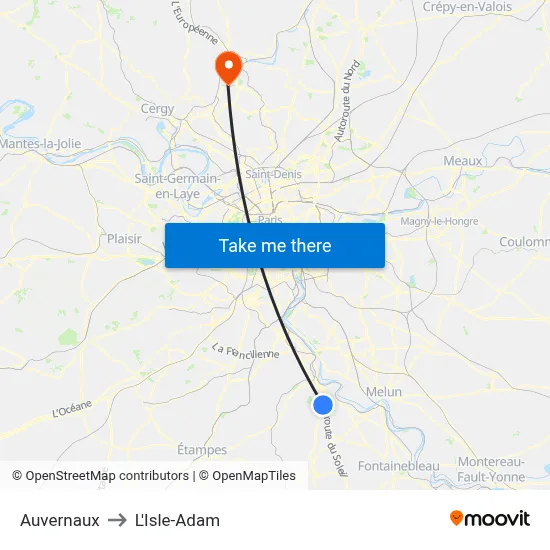 Auvernaux to L'Isle-Adam map