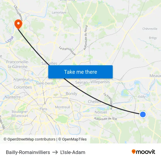Bailly-Romainvilliers to L'Isle-Adam map