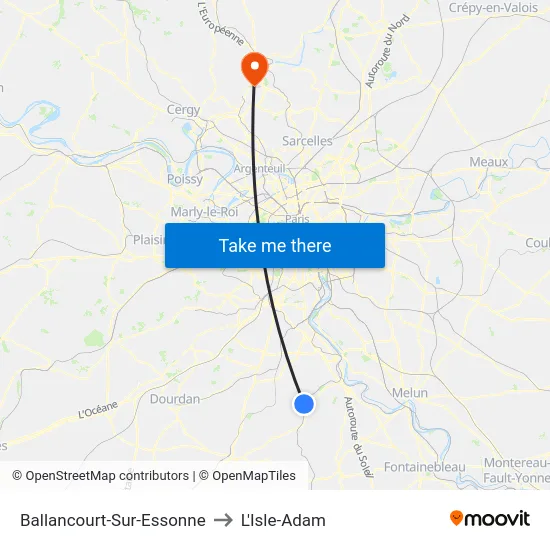 Ballancourt-Sur-Essonne to L'Isle-Adam map