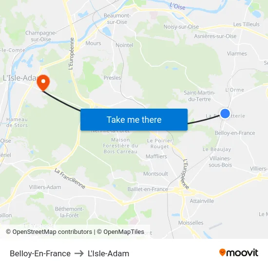 Belloy-En-France to L'Isle-Adam map