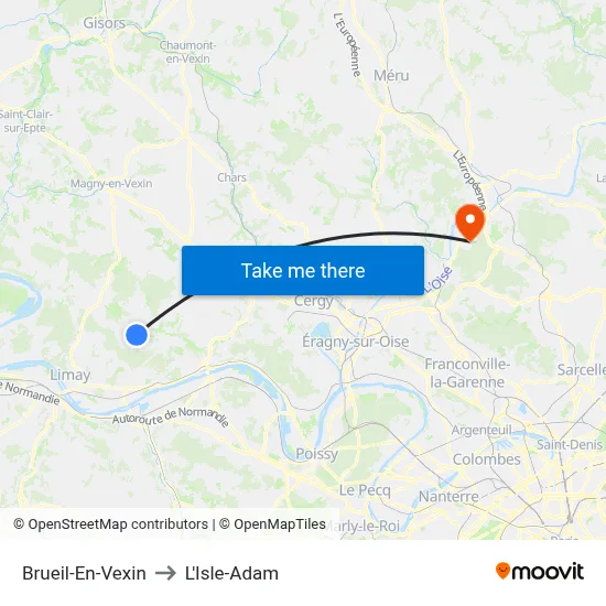 Brueil-En-Vexin to L'Isle-Adam map