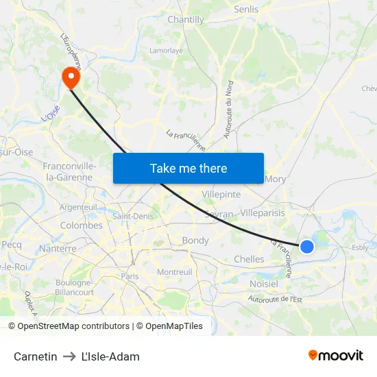 Carnetin to L'Isle-Adam map