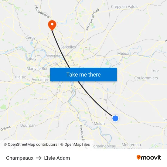 Champeaux to L'Isle-Adam map