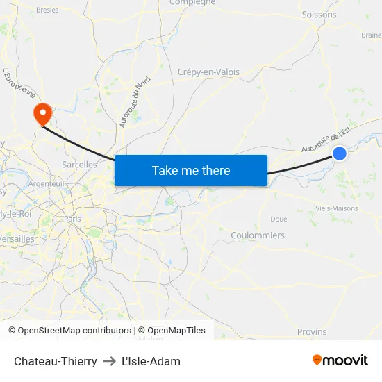 Chateau-Thierry to L'Isle-Adam map