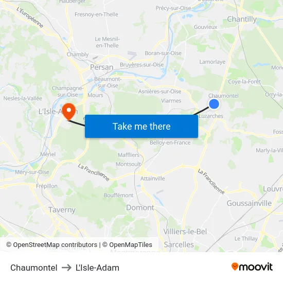 Chaumontel to L'Isle-Adam map