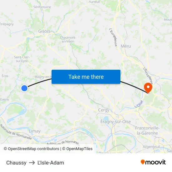 Chaussy to L'Isle-Adam map