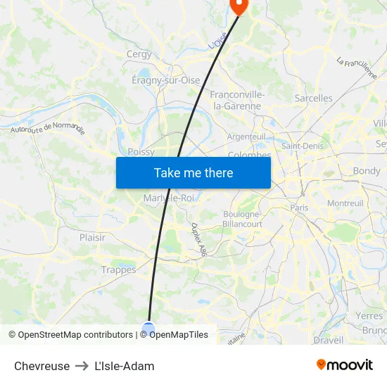Chevreuse to L'Isle-Adam map
