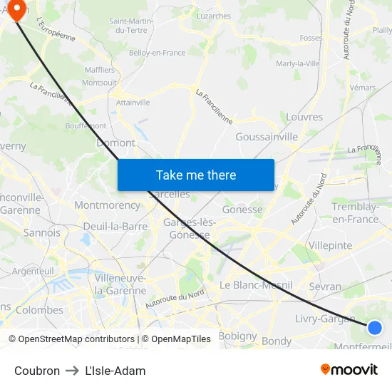 Coubron to L'Isle-Adam map