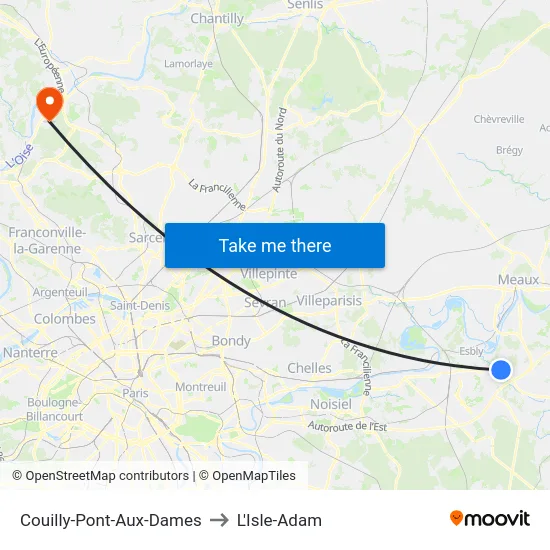 Couilly-Pont-Aux-Dames to L'Isle-Adam map