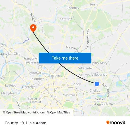 Courtry to L'Isle-Adam map