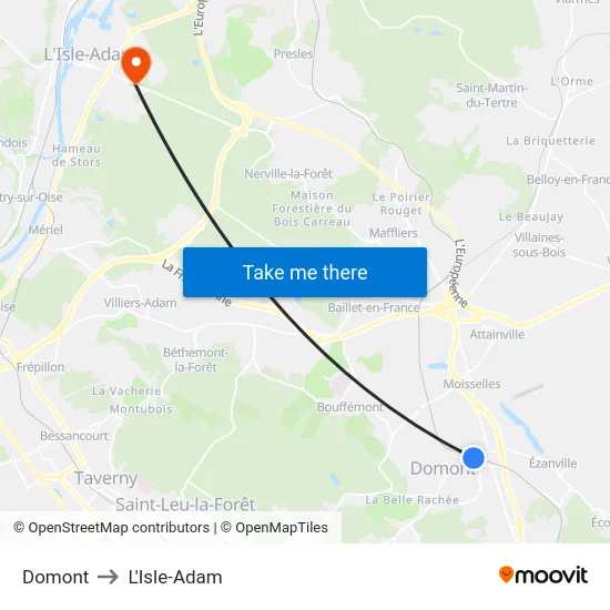 Domont to L'Isle-Adam map