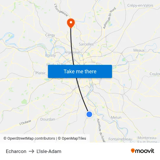 Echarcon to L'Isle-Adam map