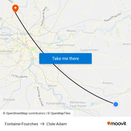 Fontaine-Fourches to L'Isle-Adam map