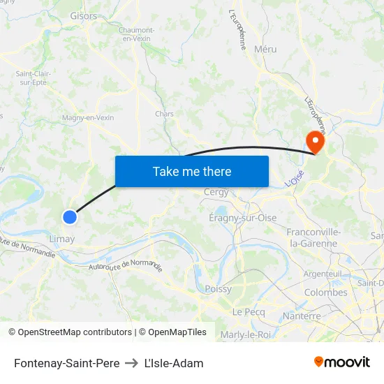 Fontenay-Saint-Pere to L'Isle-Adam map