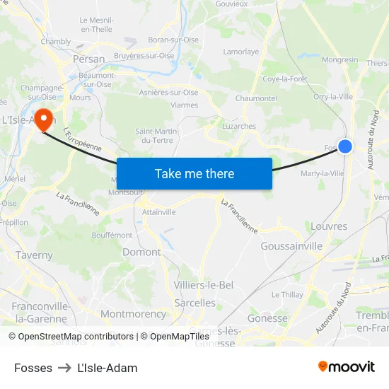 Fosses to L'Isle-Adam map