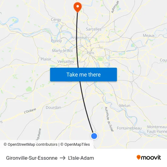 Gironville-Sur-Essonne to L'Isle-Adam map