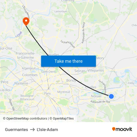 Guermantes to L'Isle-Adam map
