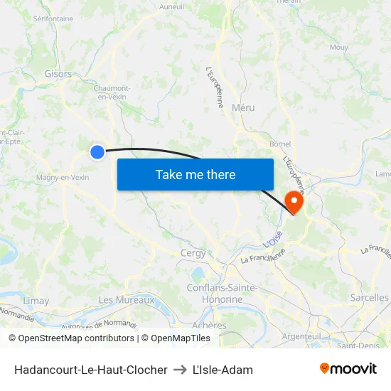 Hadancourt-Le-Haut-Clocher to L'Isle-Adam map
