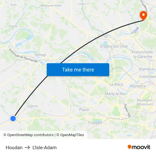 Houdan to L'Isle-Adam map
