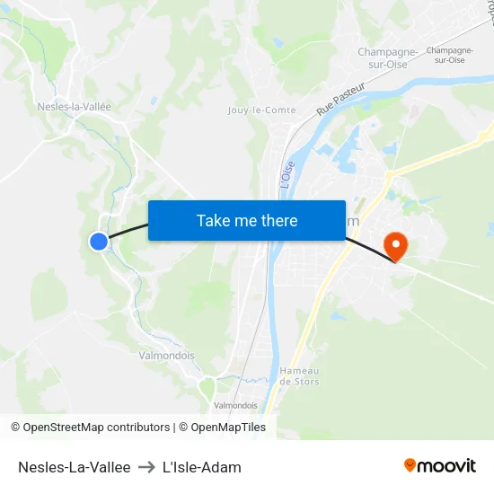 Nesles-La-Vallee to L'Isle-Adam map