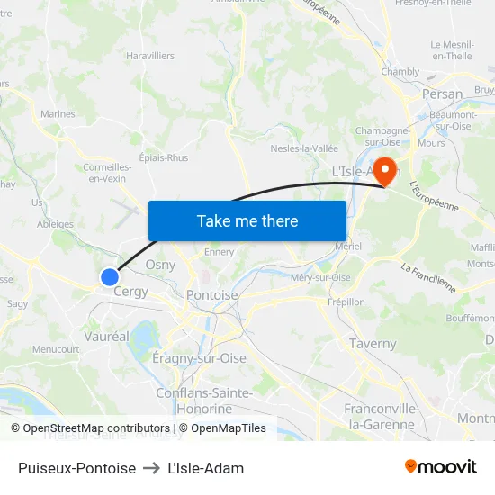 Puiseux-Pontoise to L'Isle-Adam map