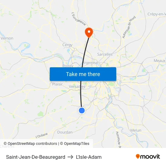 Saint-Jean-De-Beauregard to L'Isle-Adam map