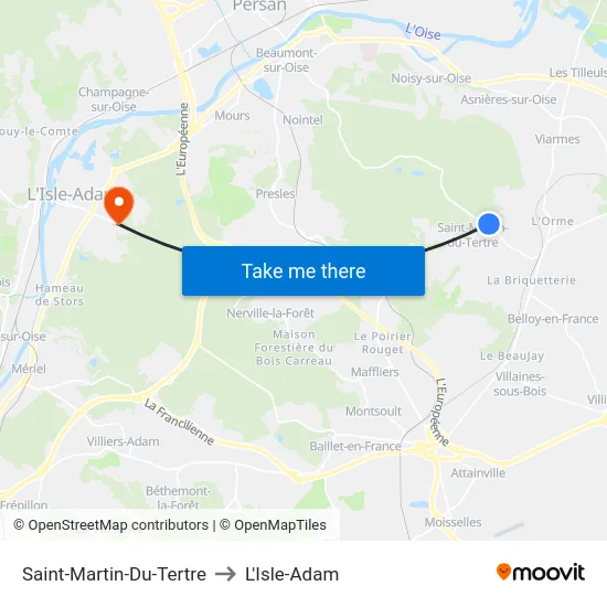 Saint-Martin-Du-Tertre to L'Isle-Adam map