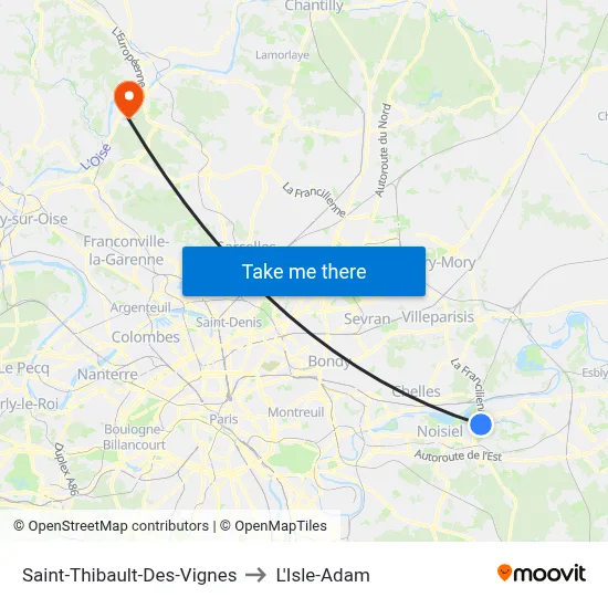 Saint-Thibault-Des-Vignes to L'Isle-Adam map