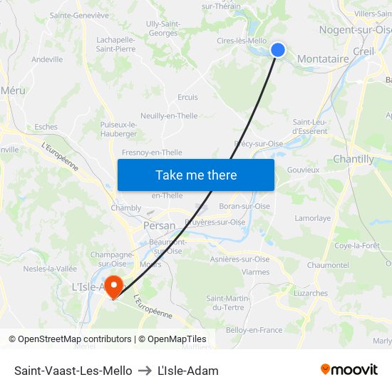 Saint-Vaast-Les-Mello to L'Isle-Adam map