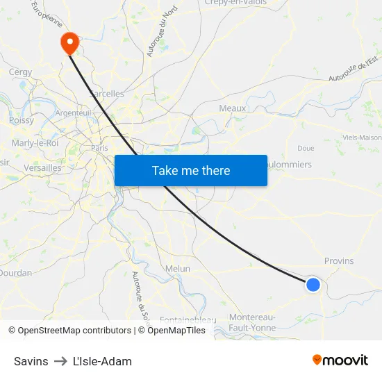 Savins to L'Isle-Adam map