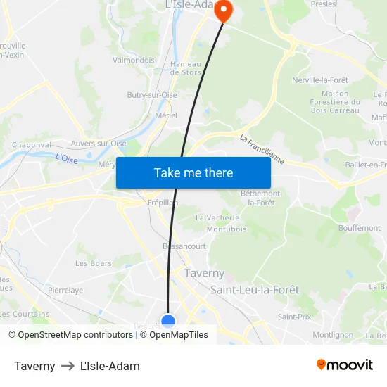 Taverny to L'Isle-Adam map