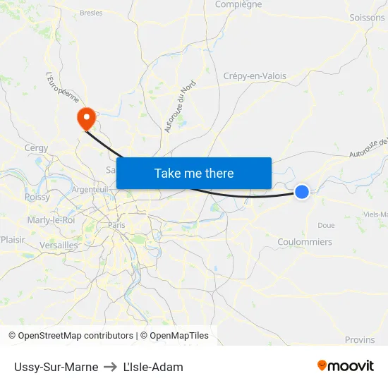 Ussy-Sur-Marne to L'Isle-Adam map