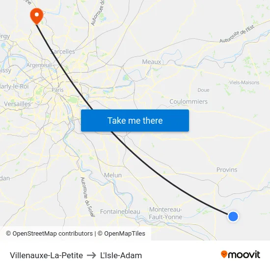 Villenauxe-La-Petite to L'Isle-Adam map