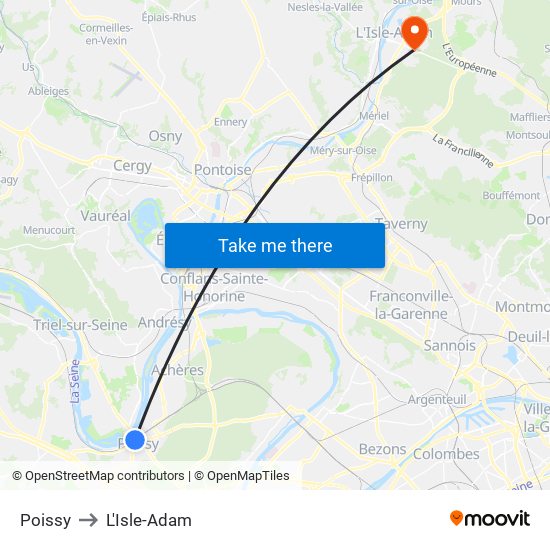 Poissy to L'Isle-Adam map