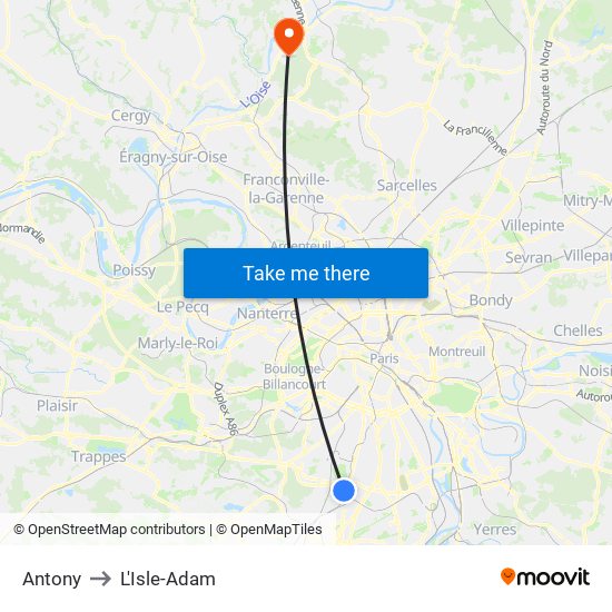 Antony to L'Isle-Adam map