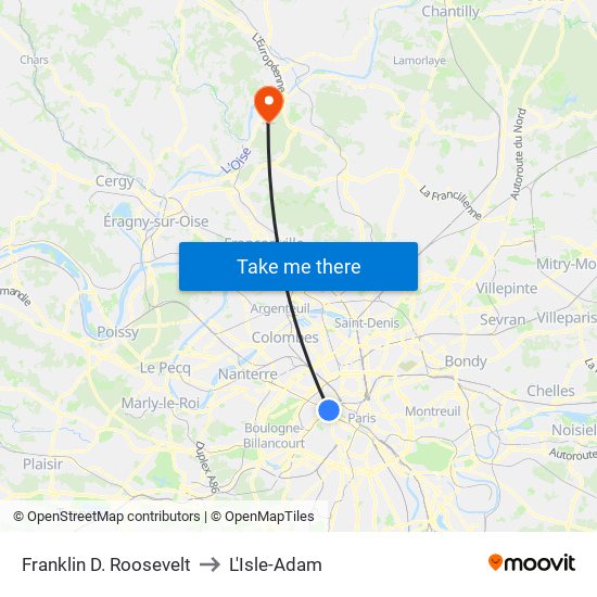 Franklin D. Roosevelt to L'Isle-Adam map