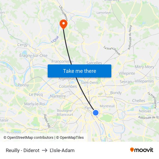 Reuilly - Diderot to L'Isle-Adam map